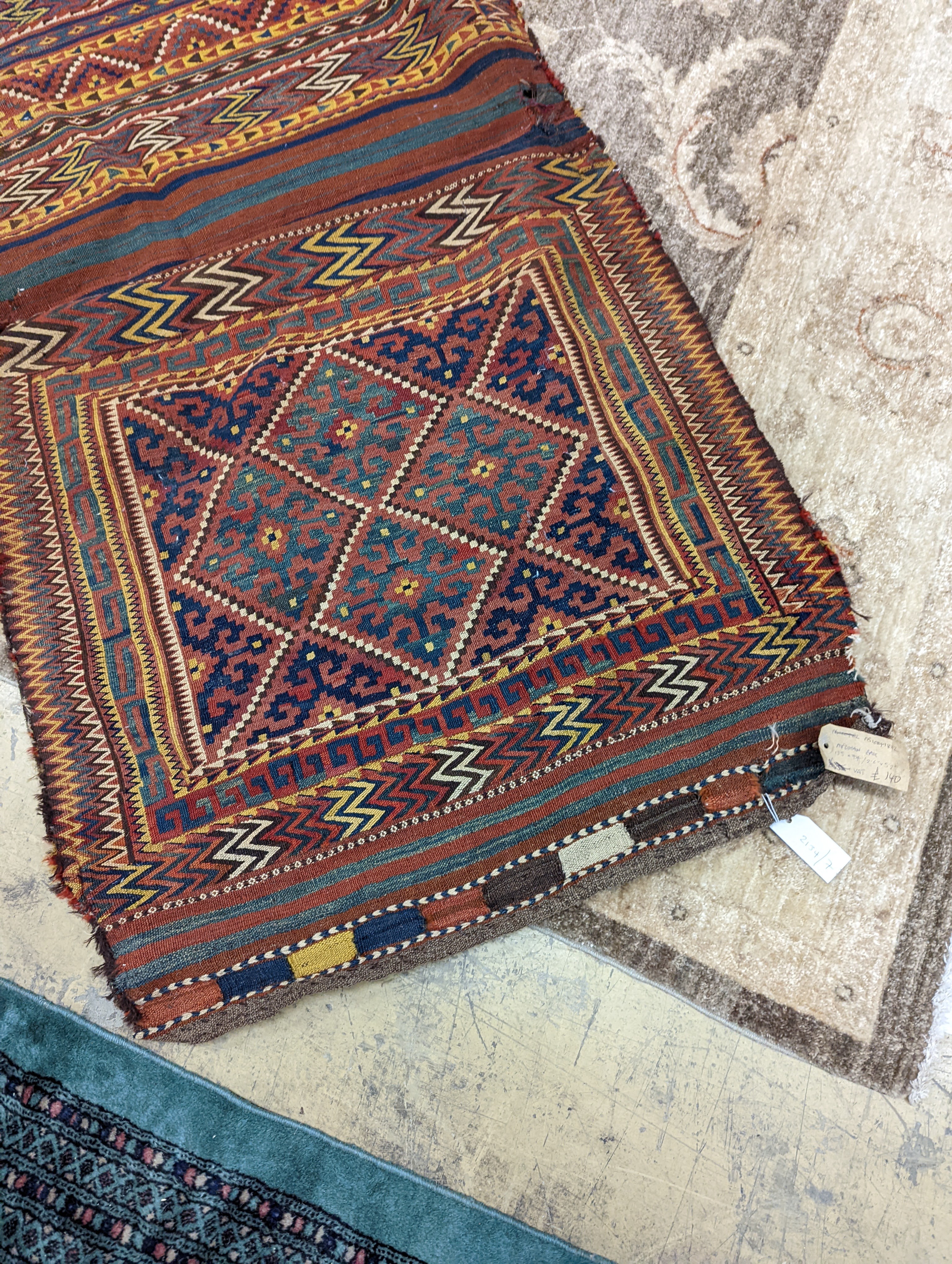 An Afghan Kelim bag/wall hanging, 280 x 78cm